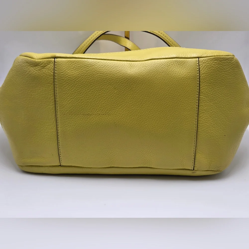 Coach Yellow Leather Hobo Shoulder Bag with Silver Hardware